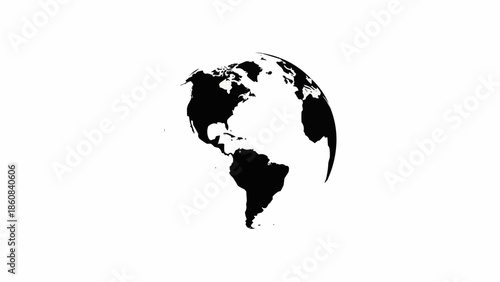 Black silhouette of the Earth globe showing continents.