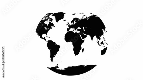 Black silhouette of the Earths continents on a white background.