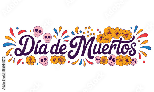 Spanish text dia de muertos day of the dead lettering vector illustration perfect for cultural celebration mexican holiday decorative creative artwork themes
