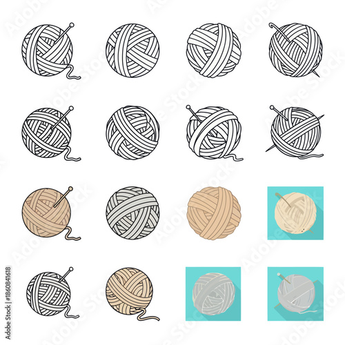 Collection of Yarn Balls in Various Styles and Colors.
