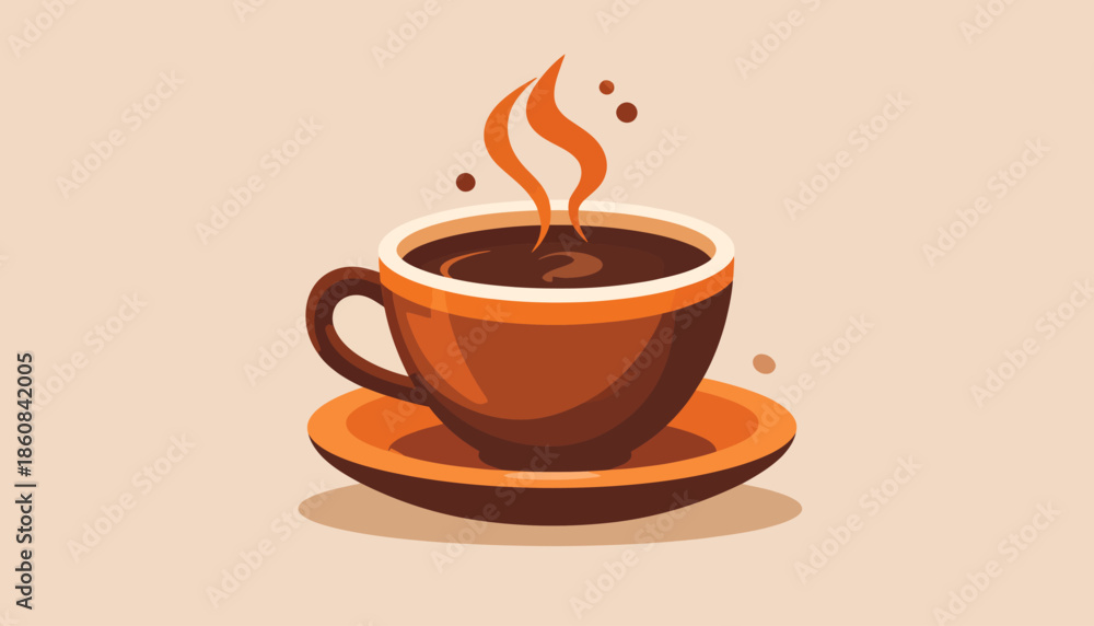Fototapeta premium Aromatic Coffee Cup Illustration with Steaming Hot Brew.