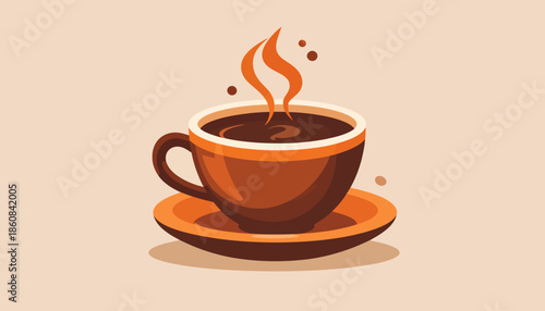 Aromatic Coffee Cup Illustration with Steaming Hot Brew.
