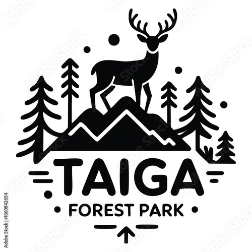 Taiga forest eco park hand drawn vector illustration perfect for nature conservation promotion signage environmental awareness and outdoor themed design