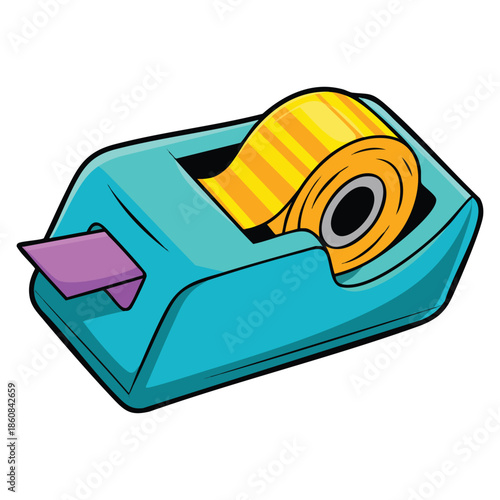 Tape dispenser illustration on white background suitable for office stationery school tool desk accessory or creative minimal vector artwork
