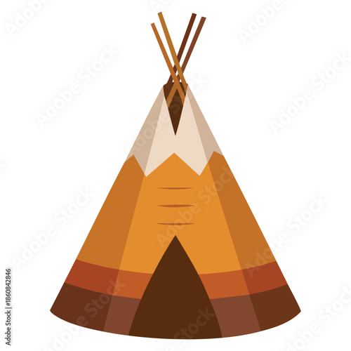 Teepee or wigwam vector illustration isolated on white background representing north nations of Canada Siberia North America perfect for historical cultural themed artwork