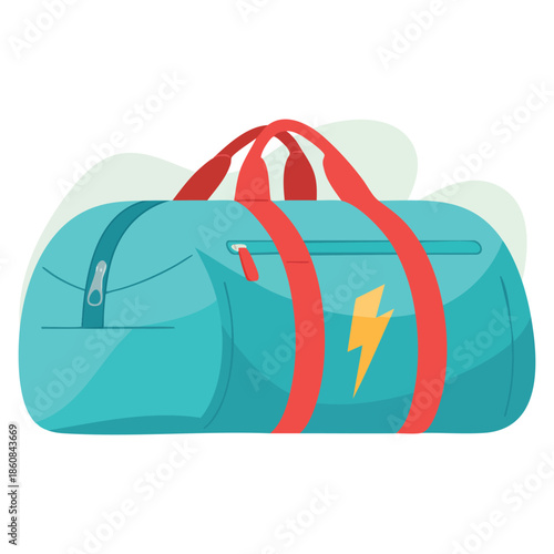 Travel bag with handle and zipper packed luggage vector illustration ideal for tourism travel adventure packing and journey themed designs