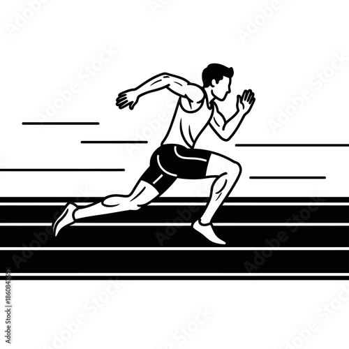 Athlete sprinting on track with determination and speed.