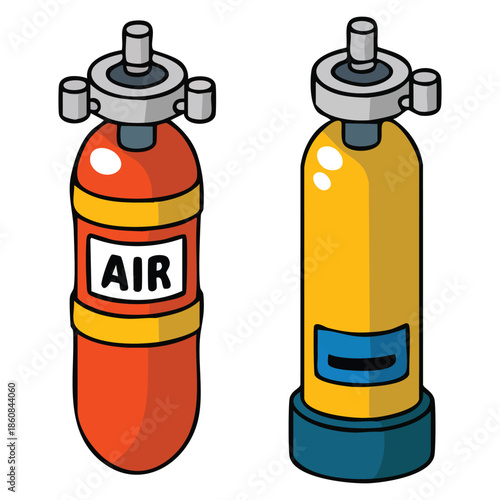 Two types of air tanks for diving illustration suitable for scuba gear underwater equipment safety design and professional diving themed artwork