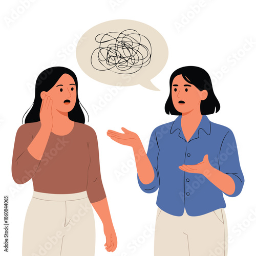 Two women gossip communication friends chatting about different things vector illustration suitable for social interaction artwork and friendly discussion themes
