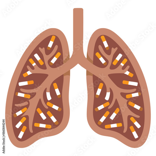 Unhealthy smoker lungs with cigarettes vector illustration perfect for health awareness bad habit smoking dangers and anti nicotine campaign creative designs