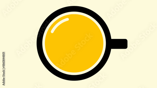 Minimalist Illustration of a Cup of Tea or Coffee from Above.