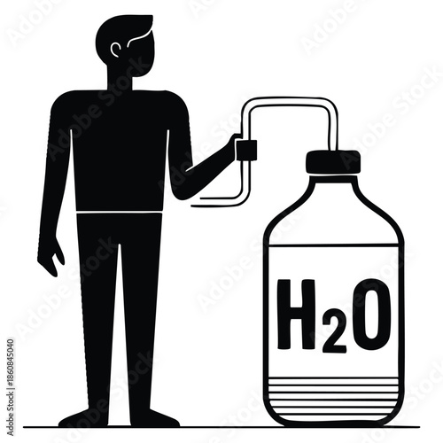 Vector glyph icon drink water hydration H2O mineral water healthcare moisturizing skincare cold aid silhouette negative space isolated design ideal for wellness artwork