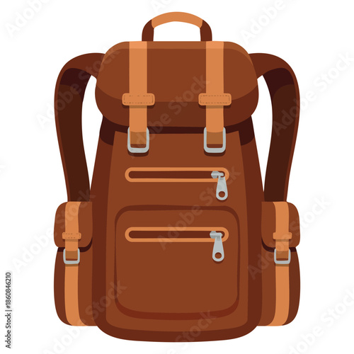 Vector illustration of archaeological research backpack perfect for inventory of scientists graphic elements website icons kids tool carrying equipment and bag