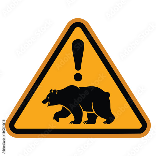 Vector illustration of bear warning sign isolated ideal for caution alert wildlife safety forest park and nature themed decorative designs