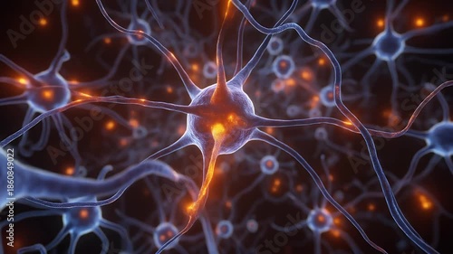 Detailed 3D Animation of Neuron Firing Neural Impulse Transmission