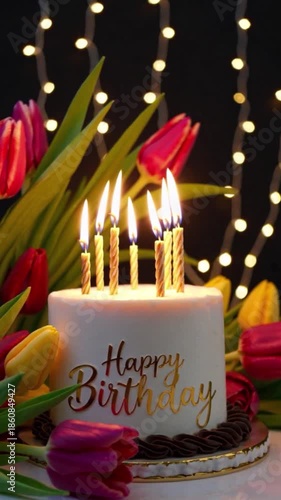 Wallpaper Mural A cake with candles on it that says Happy Birthday Torontodigital.ca