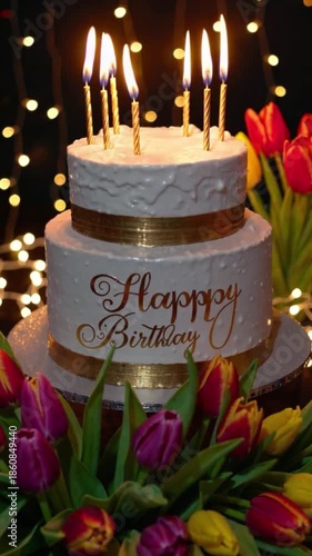 Wallpaper Mural A cake with candles on it that says Happy Birthday Torontodigital.ca