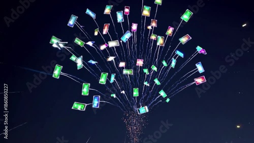 Wallpaper Mural A fireworks display with many different colored lights Torontodigital.ca