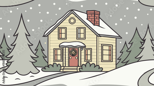 Cozy cottage in winter wonderland