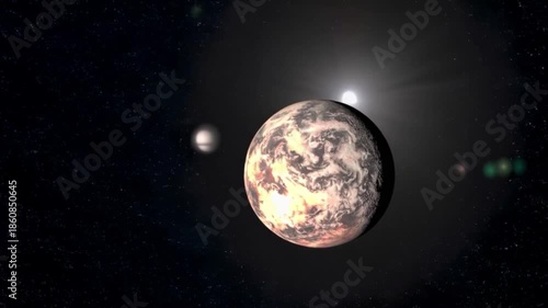 Wallpaper Mural A planet is shown in the middle of the image, surrounded by a dark sky Torontodigital.ca