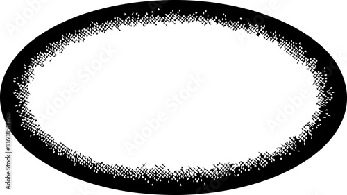 Abstract Textured Oval with Crosshatch Engraving, Vintage Halftone Gradient Ellipse for Graphic Design and Retro Background Elements