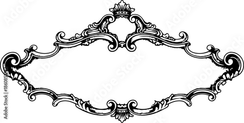 Elegant Baroque Style Decorative Frame with Rococo Flourishes, Ornate Border Design for Invitations and Certificates