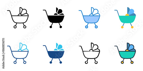 Babysitting icons set multiple style collection. Editable stroke 
