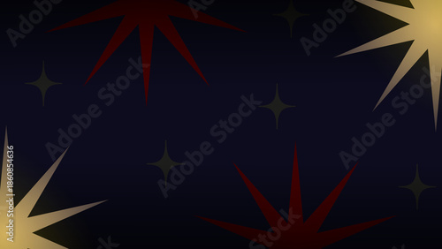 Modern Dark Abstract Background with Red and Gold Star Burst Geometric Elements