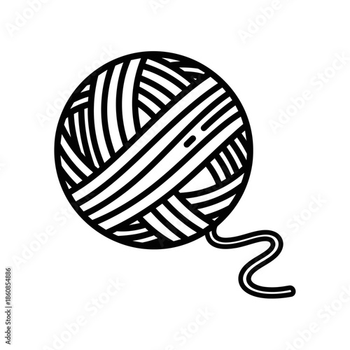 Illustration of a Ball of Yarn with Loose End.