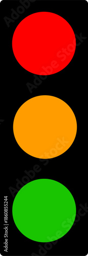 Vertical Traffic Light Signal Showing Red, Yellow, and Green Lights in Sequence Against a Black Background