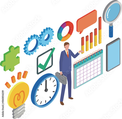 ビジネスマンと仕事のイメージイラスト