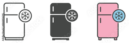 Smart fridge icon featuring a refrigerator with Wi-Fi, app, or touchscreen symbols, ideal for smart home, connected appliances, kitchen technology, and digital illustration