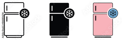 Smart fridge icon, a smart fridge typically depicted as a refrigerator with Wi-Fi, app, or touchscreen symbols, representing internet-connected features and smart home appliances