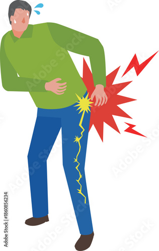 座骨神経痛で痛がる男性