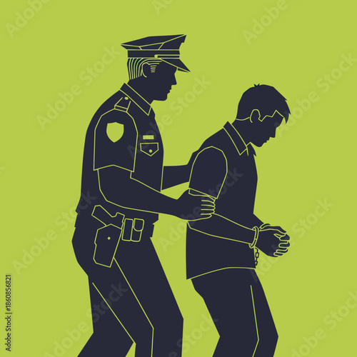 Police Officer Arresting a Man.