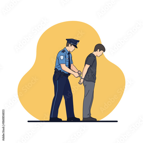 Police Officer Arresting a Man.