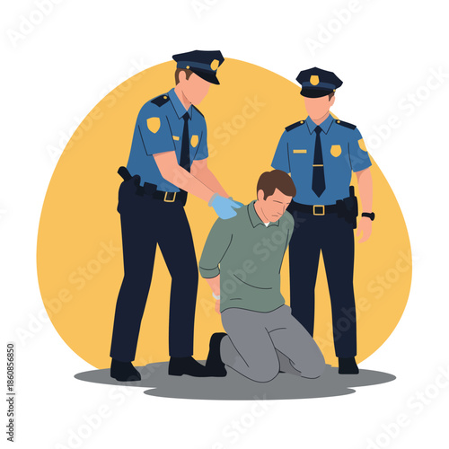 Police Officers Arresting a Man.