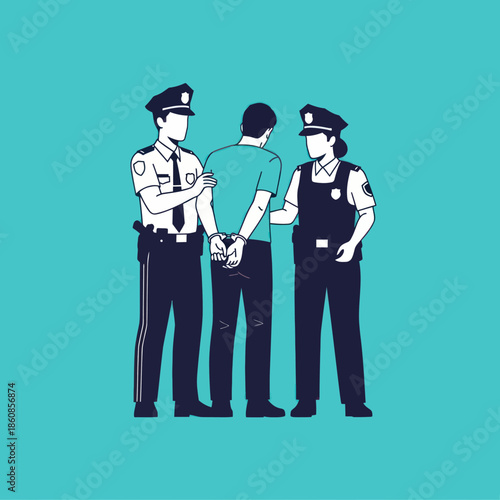 Police Officers Arresting a Man.