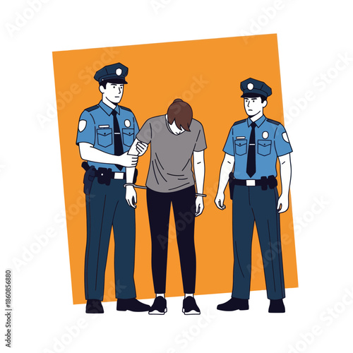 Police Officers Arresting a Man.