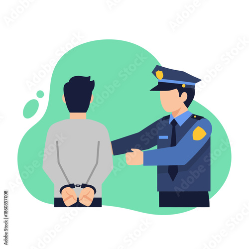 Police Officer Shaking Hands with Prisoner.