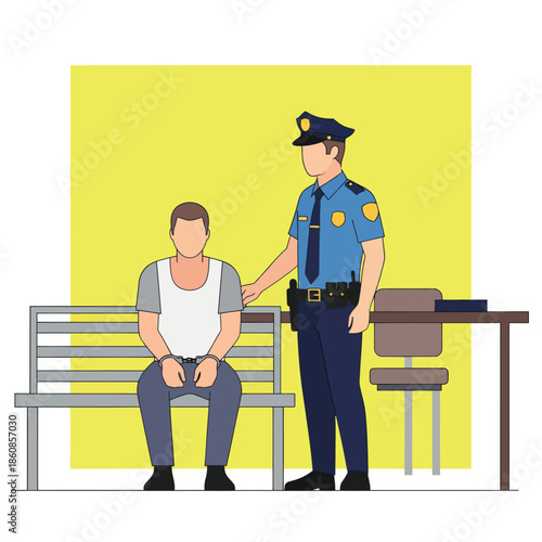 Police Officer Standing Near Man Sitting.