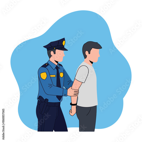 Police Officer Arresting a Man.