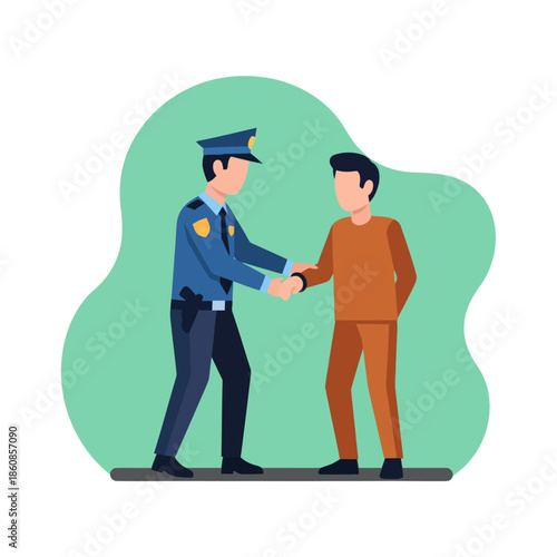 Police Officer Shaking Hands with Man.