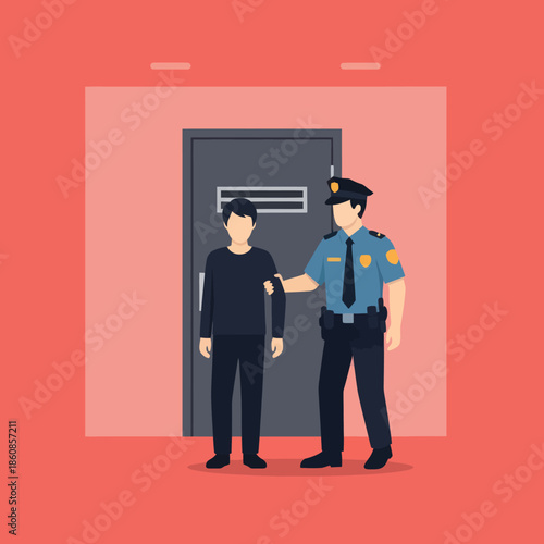 Police Officer Arresting a Man.