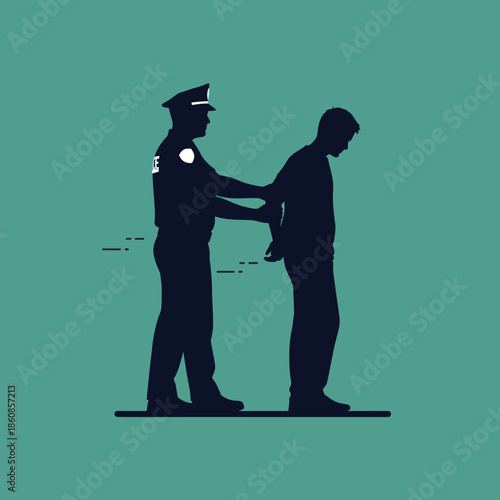 Police Officer Arresting a Person Silhouette.
