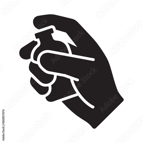 A hand tightly clutching a small bottle a symbolic and stark illustration