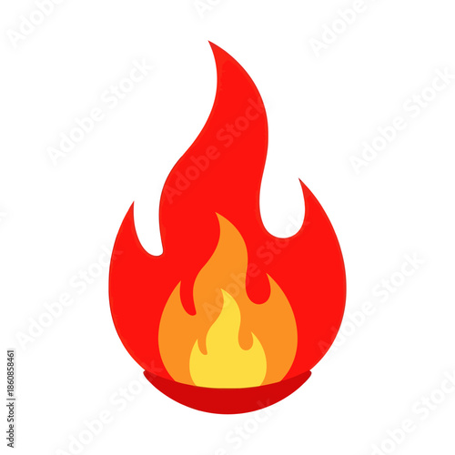 Stylized Flame Illustration with Vibrant Red and Yellow Colors.