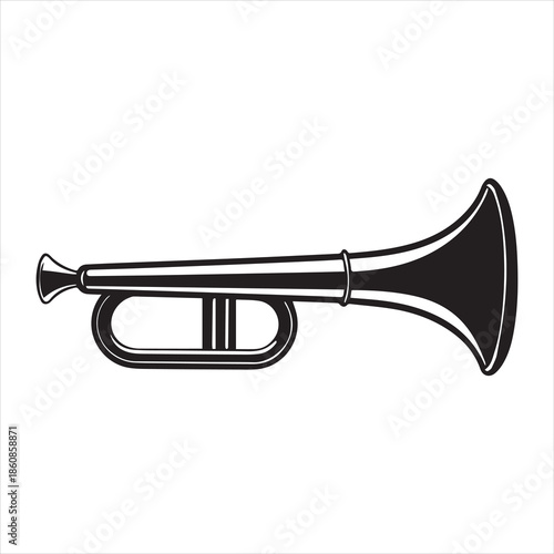 trumpet silhouette vector icon, trumpet isolated on black