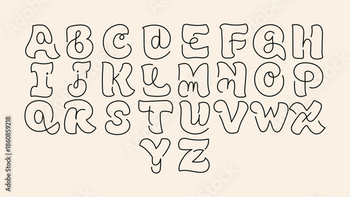 Hybrid Alphabet Font Design with Mixed Uppercase and Lowercase Letters, Hand Drawn Playful Typography Illustration