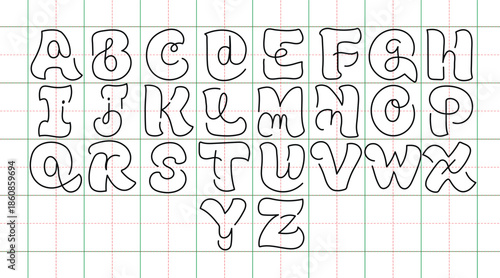 Hybrid Alphabet Font Design with Mixed Uppercase and Lowercase Letters, Hand Drawn Playful Typography Illustration